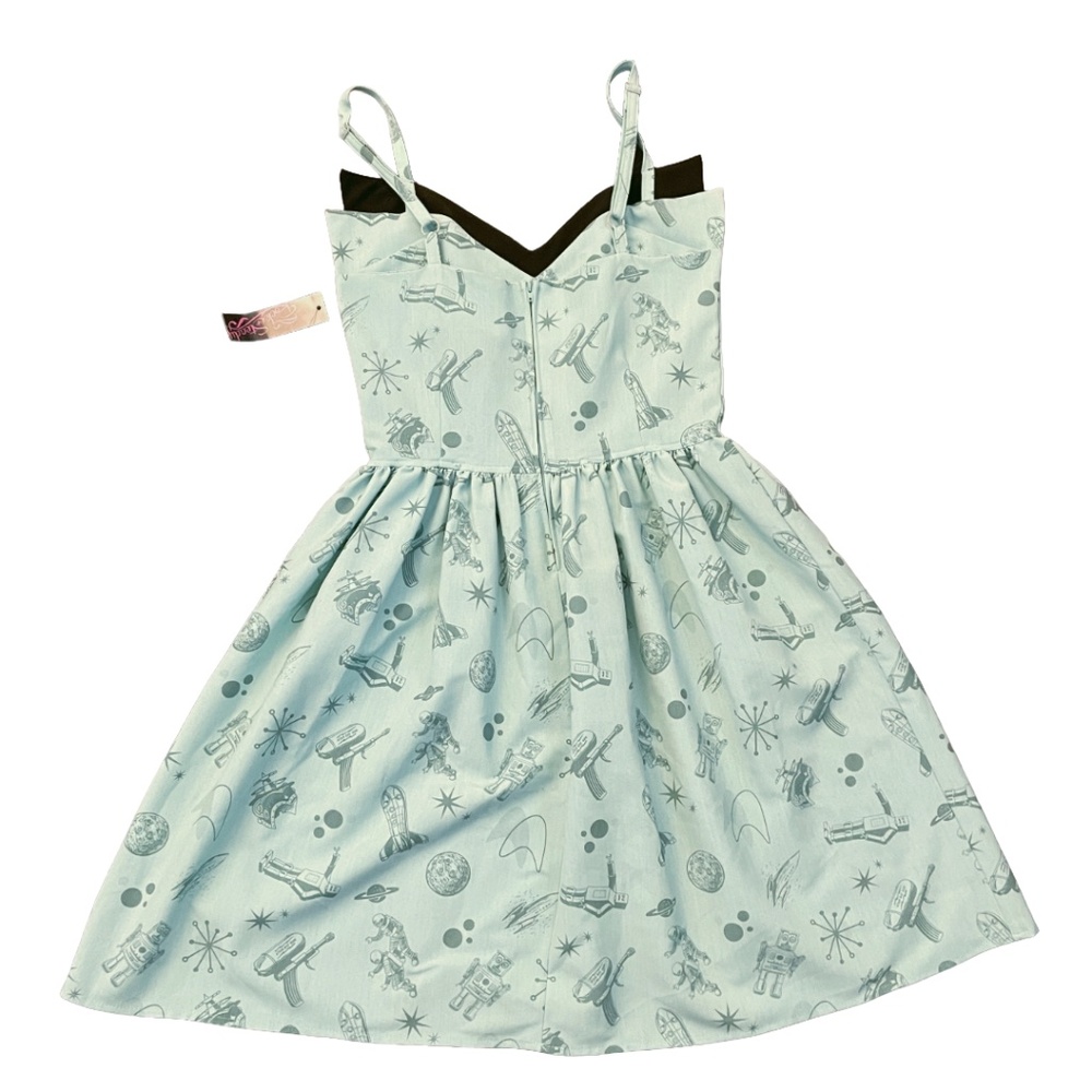 NWT Retro fit-and-flare Rockabilly sundress 1950s space age dress vintage style - Picture 2 of 4